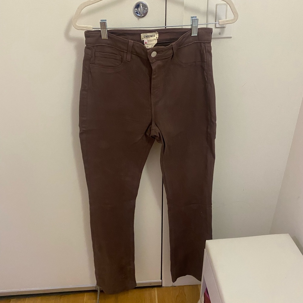 Lagence: Selma brown coated bootcut jeans